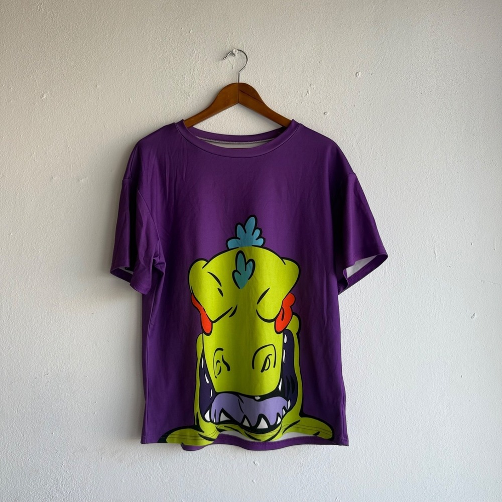 Colorful Cartoon Dinosaur Monster Graphic Tshirt Size XL‎ Purple Streetwear Y2K